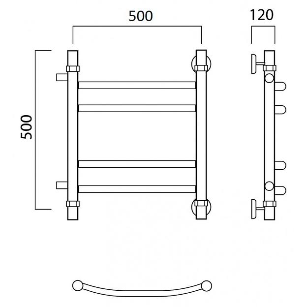 Полотенцесушитель водяной Роснерж Дуга L104011 50x50 с боковым подключением 320 групповой фото 2