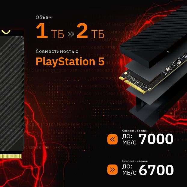 SSD TESLA TS7000 1Тб, M.2 2280, NVMe, Bulk, TLC, PCIe4.0, DRAM:1024Мб, Чтение:7000мб/с, Запись:5500мб/с, радиатор, совместимость с PS5 (SSDTS7000H-1TBM2) фото 5