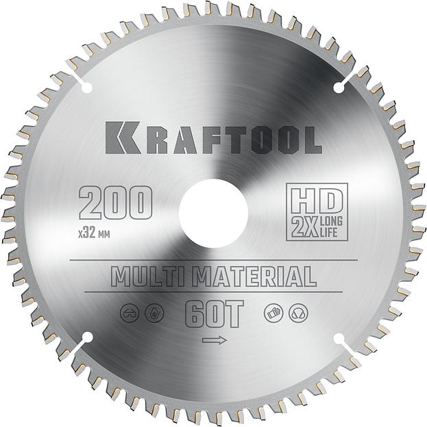 KRAFTOOL Multi Material, 200 х 32 мм, 60Т, пильный диск по алюминию (36953-200-32) фото 1