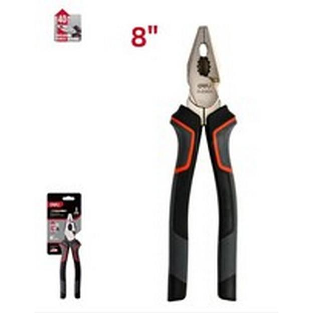 Шарнирно-губцевый инструмент Deli Комбинированные плоскогубцы Deli DL0005 200мм, Cr-V, эксцентриковый шарнир, антикоррозийное покрытие, трехкомпонентная прорезиненная рукоять фото 1