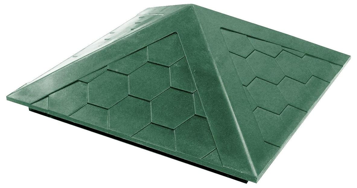 Колпак на заборный столб полимерно-песчаный 1,5 кирпича - зеленый фото 1