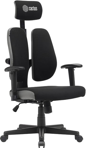 Кресло Cactus CS-CHR-MC03-BKGY черный/серый с подголов. крестов. пластик пластик черный фото 1