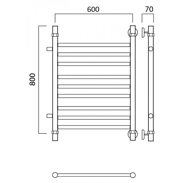 Полотенцесушитель водяной Роснерж Прямая L107011 80x60 с боковым подключением 400 групповой фото 2