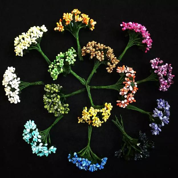 Искусственный букет бутон тычинки на проволоке 10см фото 2