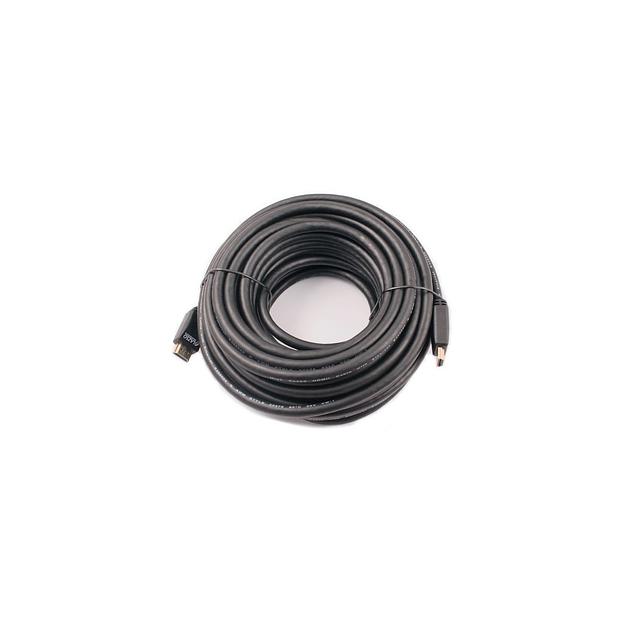 Кабель аудио-видео LAZSO WH-111, HDMI (m) - HDMI (m), ver 2.0, 15м, GOLD, черный [wh-111(15m)] фото 1