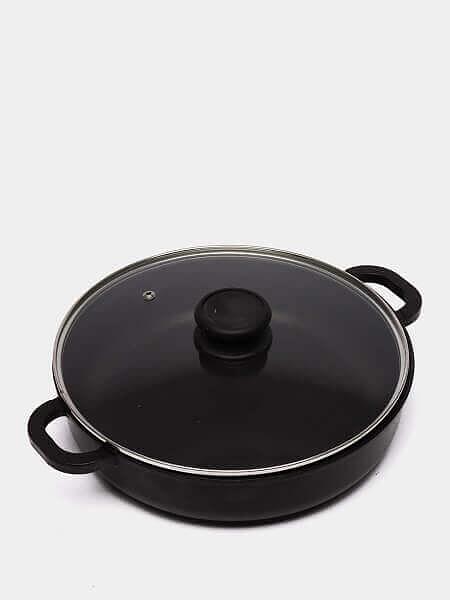 Сковорода d=30 см. h=7,5 см. алюм. с антиприг. покрыт. с крышкой с 2 ручками /1/ фото 1