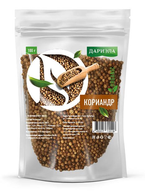 Кориандр ДАРИЭЛА, дойпак, 100г ОПТ фото 1