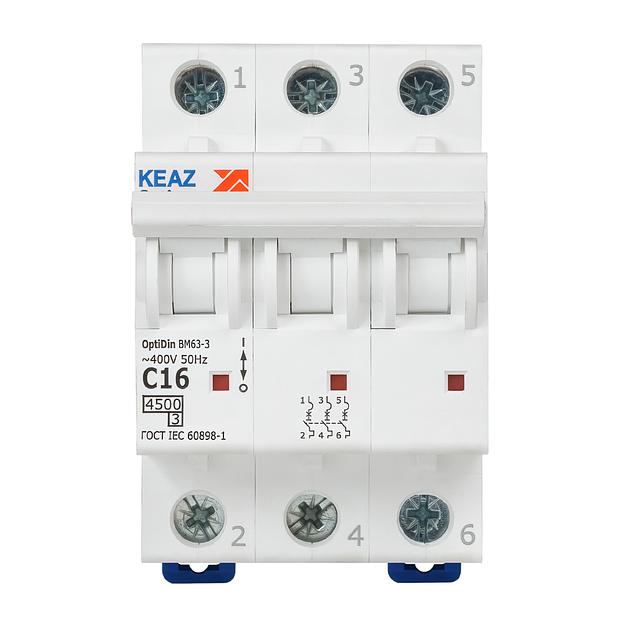 Выключатель автоматический модульный OptiDin BM63-3C16-4.5-УХЛ3 КЭАЗ 326812 фото 2