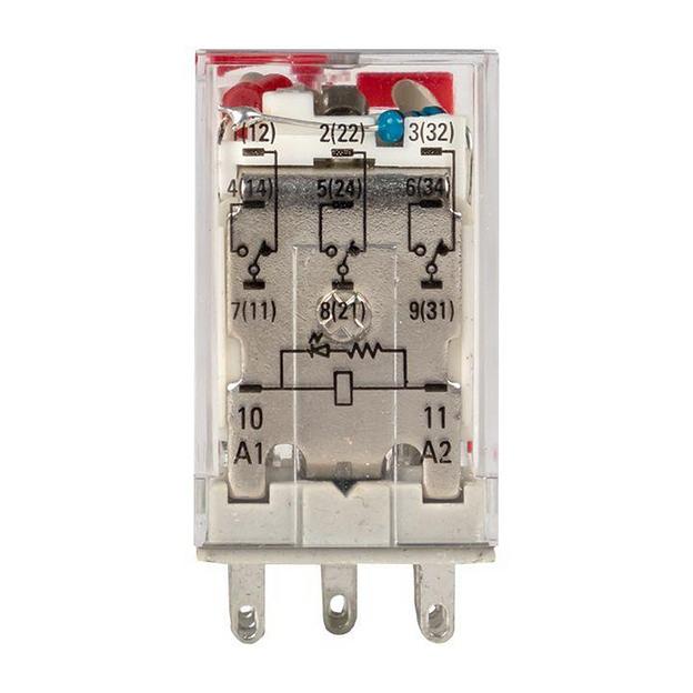 Реле промежуточное RPAt 22/3 10А 230В AC с кнопкой и мех. индикацией AVERES EKF rpat-22-3-230AC фото 2