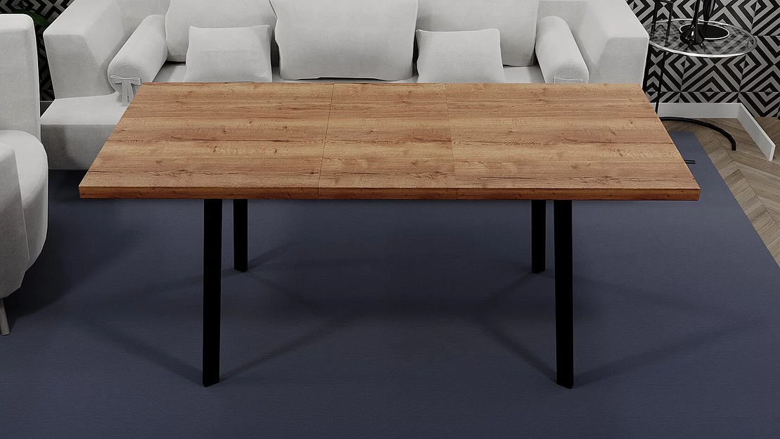 Стол Hagen 120(+40)x80 мм, чёрный металл, антик табак фото 3