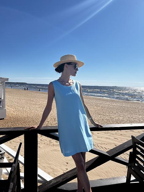 Платье голубого цвета ОПТ фото 3