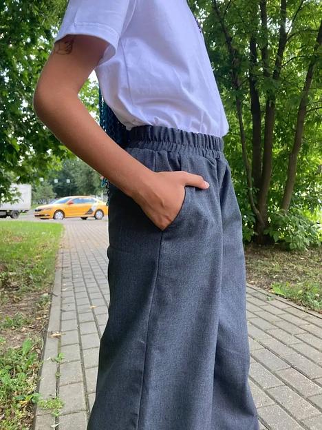 Брюки палаццо школьные на девочку KristiKlo серый ОПТ фото 4