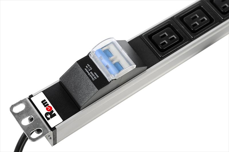 Блок розеток Rem-16 с авт. 16А, 6 IEC 60320 C19, 16A, алюм., 19", шнур 3 м. (R-16-6C19-A-440-3) фото 2