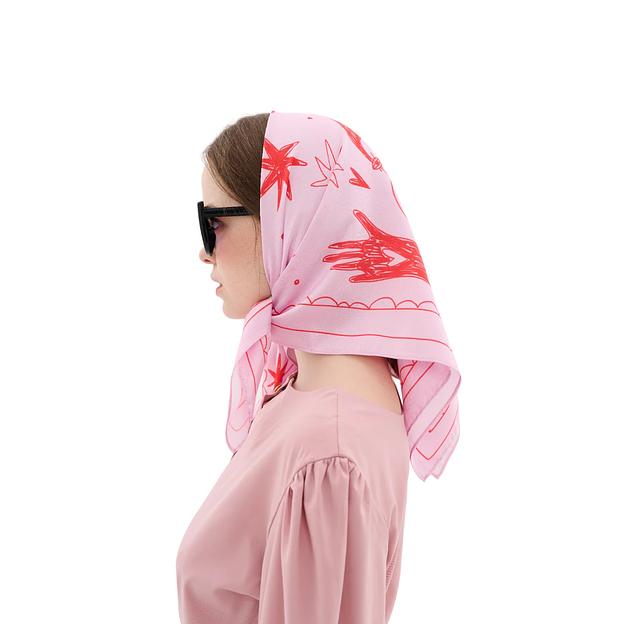 Женский платок «Заяц и Голубь» искусственный шёлк Армани 55×55 см фото 4