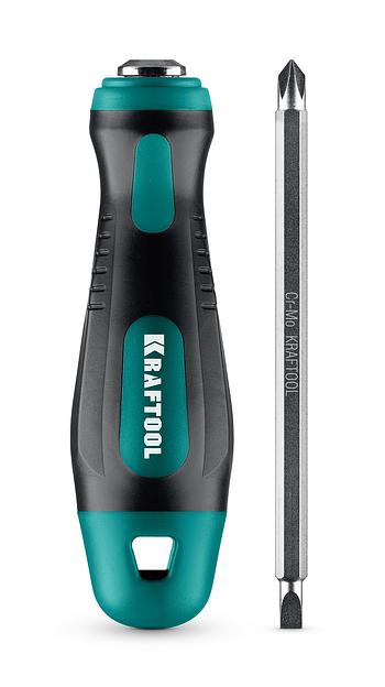 KRAFTOOL Universal-12, PH 0-1-2-3-4, PZ 1-2-3-4, SL 5, 6, 8 мм, 12-в-1, универсальная переставная отвертка с двусторонним стержнем (26168) фото 1