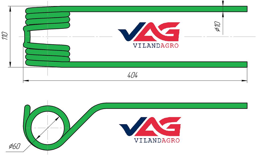 Зуб пружинный на ворошитель-вспушиватель VF16644761.86 (A131393588) ОПТ фото 2