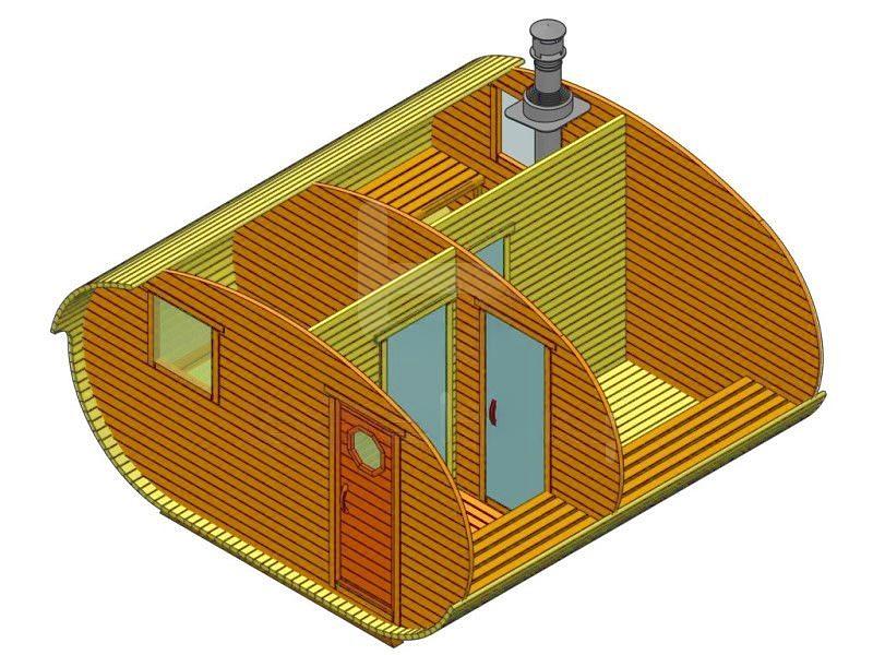 Баня квадро-овалбочка 4×4 м, четыре помещения срощенная ель фото 2