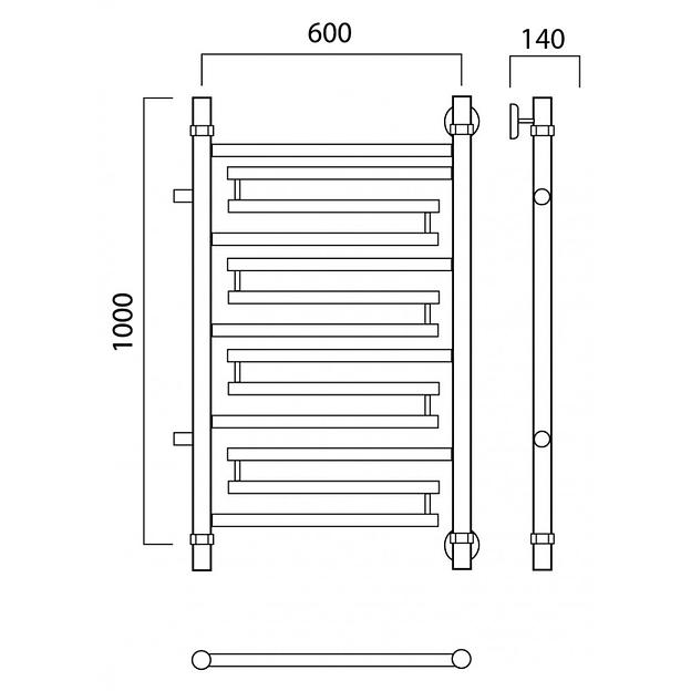 Полотенцесушитель водяной Роснерж Нео 2 L109001 100x60 с боковым подключением 800 фото 2