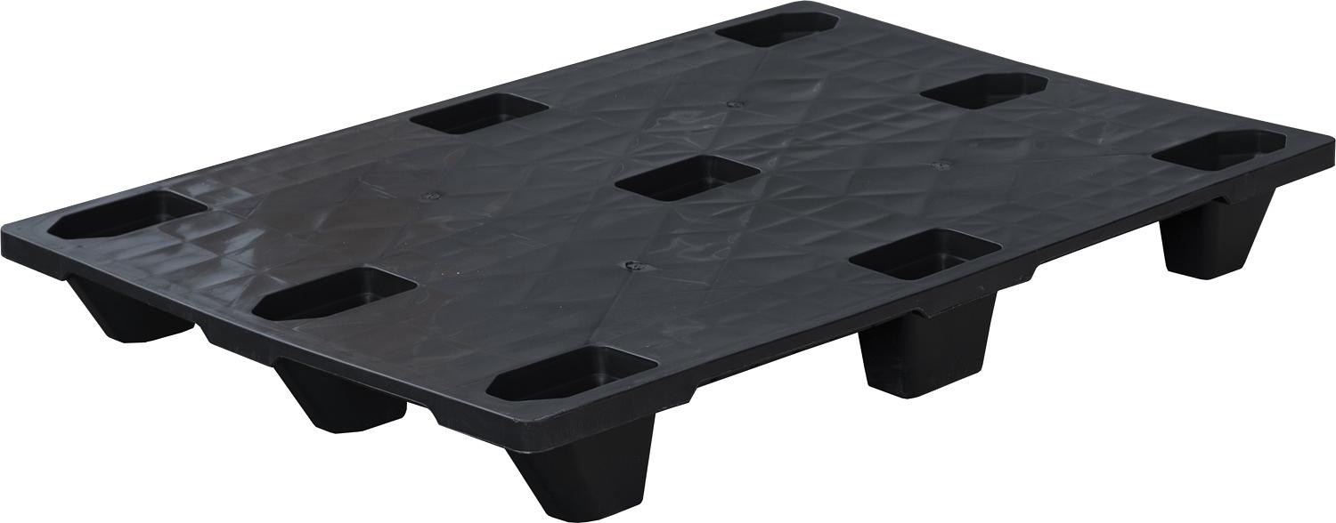 Паллет 1200х800х130 мм (сплошной на 9 ножках) черный фото 1
