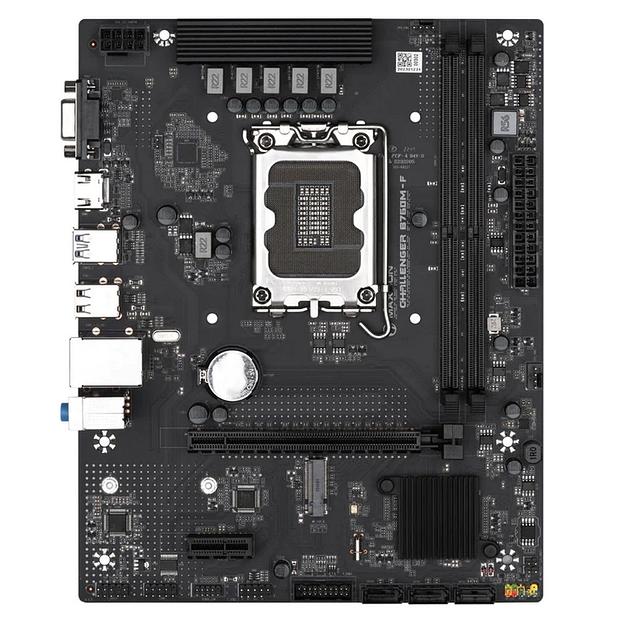 Материнская плата Maxsun Challenger B760M-F 1700, B760, 2xDDR4, 1xPCIEx16,1xPCIEx1,1xM.2, Front2xUSB3,2xUSB2, Rear2xUSB3,4xUSB2, 3xSATA3, 1GLan, VGA+HDMI, mATX, RTL фото 2