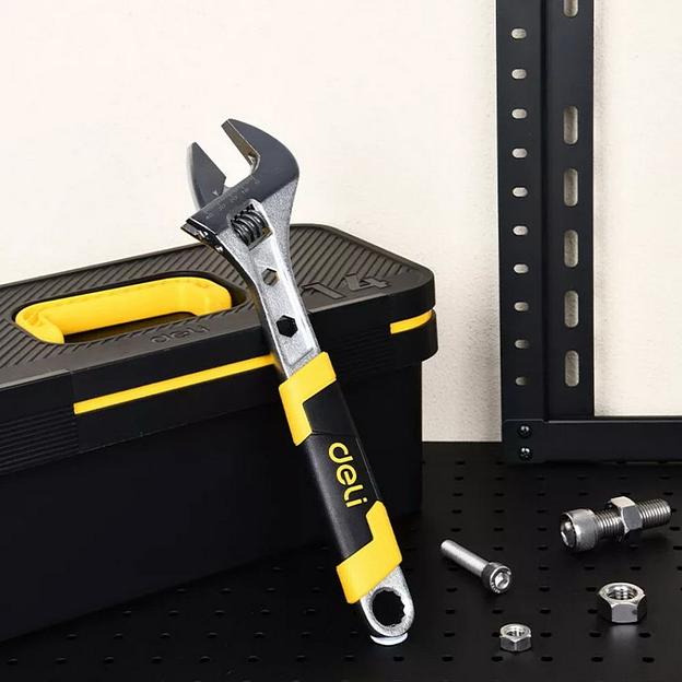 Разводной ключ Deli DL30112 150мм, обрезиненная ручка, диапазон захвата 0-36мм фото 2