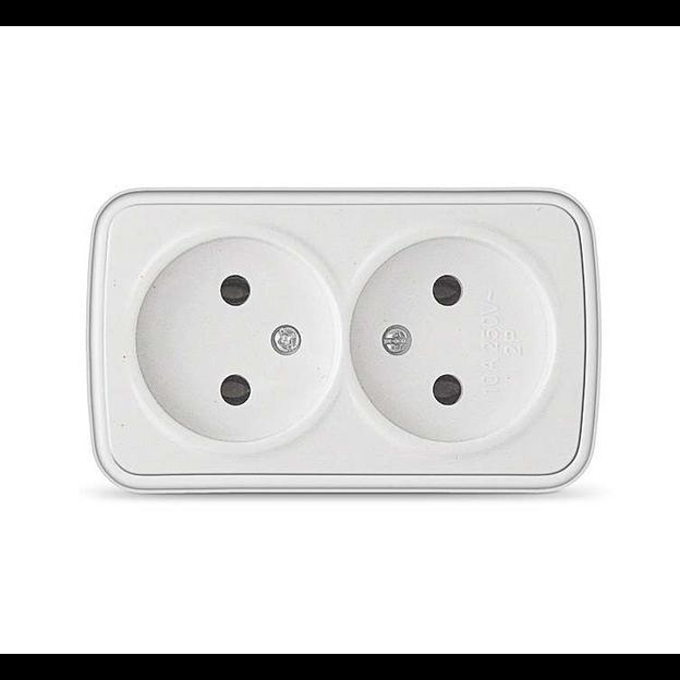 Розетка 2-м ОП Электра 16А IP20 без заземл. бел. Союз 0024 фото 1