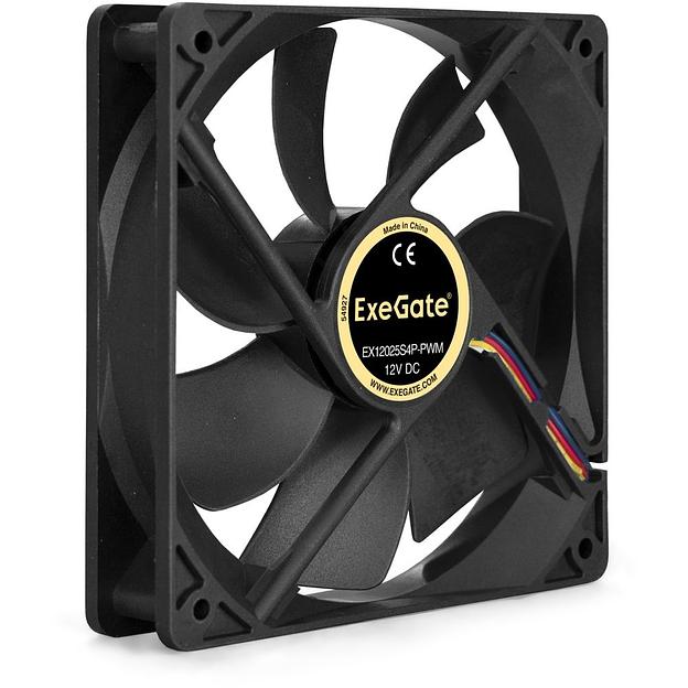Вентилятор 12В DC ExeGate EX12025S4P-PWM 120x120x25 мм, Sleeve bearing (подшипник скольжения), 4pin, PWM, 25dBA фото 1