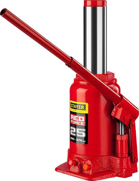STAYER RED FORCE, 25 т, 240 - 375 мм, бутылочный гидравлический домкрат, Professional (43160-25) фото 2