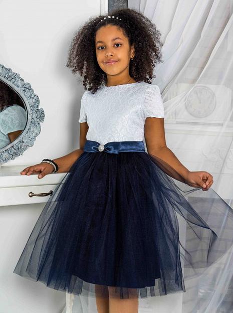 Платье для девочки Энди элегантное, белый, 21-194_1, опт фото 1