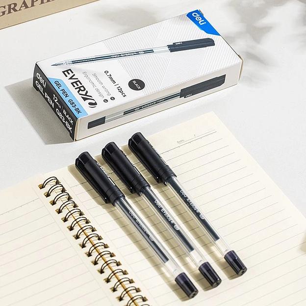 Ручка гелев. Deli EveryU EG83-BK прозрачный d=0.7мм черн. черн. 1стерж. кругл. фото 3