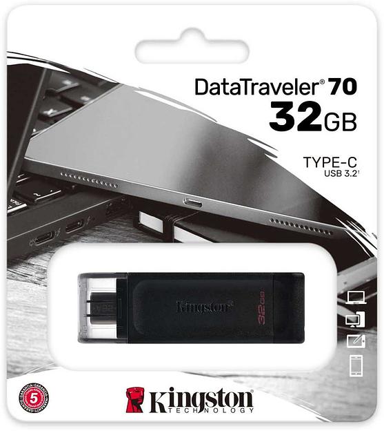 Флеш Диск Kingston 64Gb DataTraveler 70 Type-C DT70/64GB USB3.0 черный фото 3