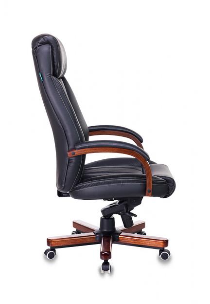 Кресло руководителя Бюрократ T-9922WALNUT черный кожа крестовина металл/дерево фото 3