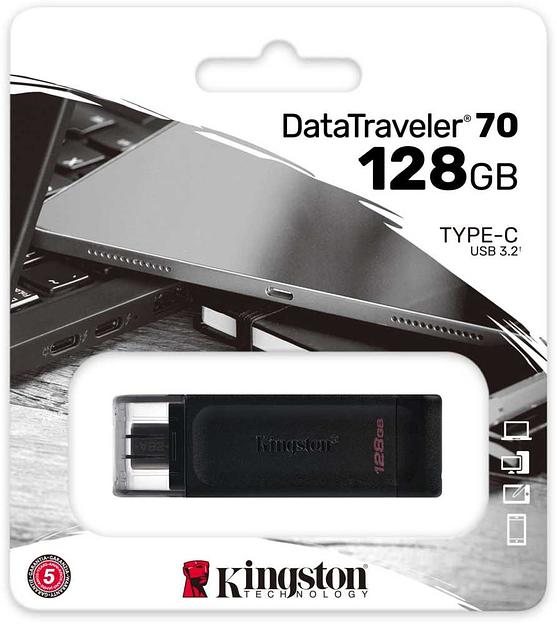 Флеш Диск Kingston 128Gb DataTraveler 70 Type-C DT70/128GB USB3.0 черный фото 3