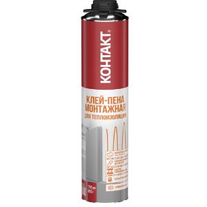 Клей-пена монтажная профес. для теплоизоляции КОНТАКТ (750 мл, 850г) фото 1
