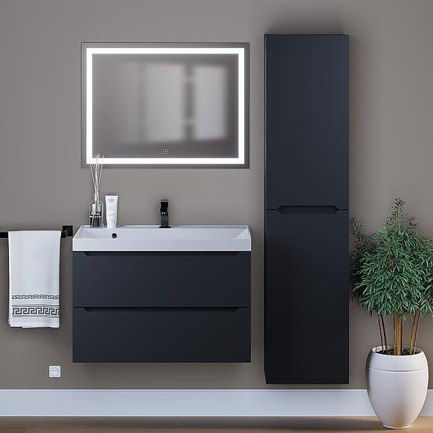 Тумба под раковину для ванной Uperwood Tanos 80 см, подвесная, черная матовая фото 6