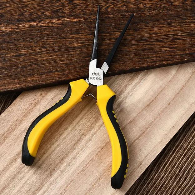 Мини-тонкогубцы удлиненные Deli DL103202 150мм, двухкомпонентная рукоять фото 3