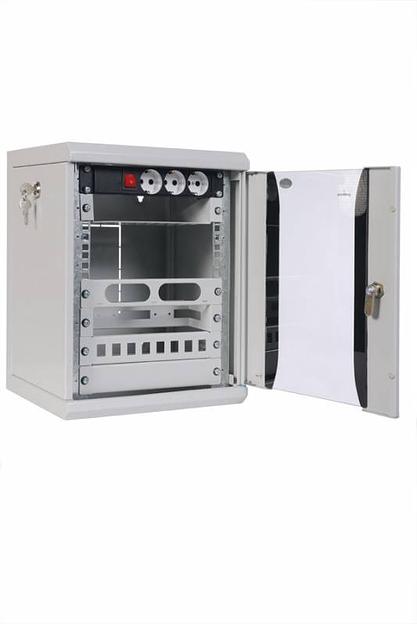 Шкаф коммутационный ЦМО ШРН-8.255-10 8U 320x305мм пер.дв.стекл серый фото 2