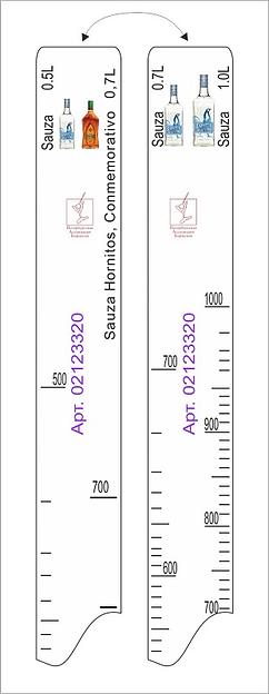 Линейка Sauza (0.5л./0.7л./1 л.)/ Hornitos (0.7л.) L=28 см. В=2 см. /1/ фото 1