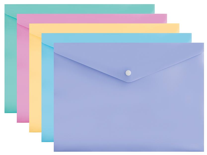 Конверт на кнопке Бюрократ Pastel -PKPAST/VIO A4 пластик 0.18мм фиолетовый фото 4