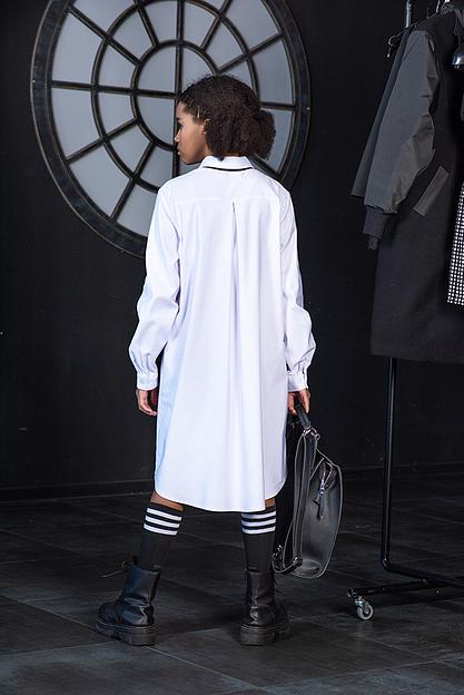 Белое платье-рубашка с галстуком на девочку ОПТ фото 3