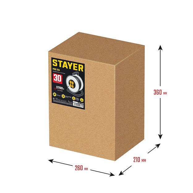 STAYER PRO-315, КГ, 3 x 1.5 мм2, 30 м, 3700 Вт, IP44, силовой удлинитель на стальной катушке (55077-30) фото 3