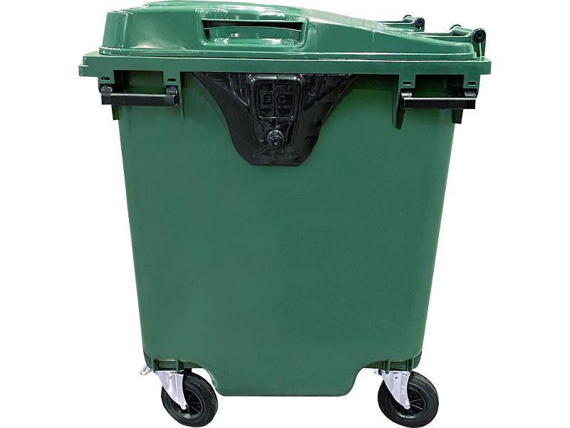 Мусорный контейнер 1100л. на колёсах зелёный фото 3