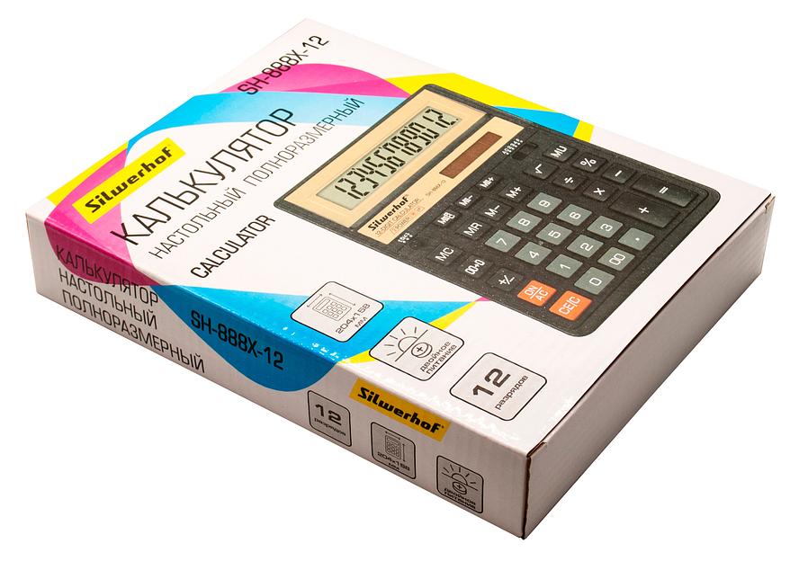 Калькулятор настольный Silwerhof SH-888X-12 черный 12-разр. фото 6