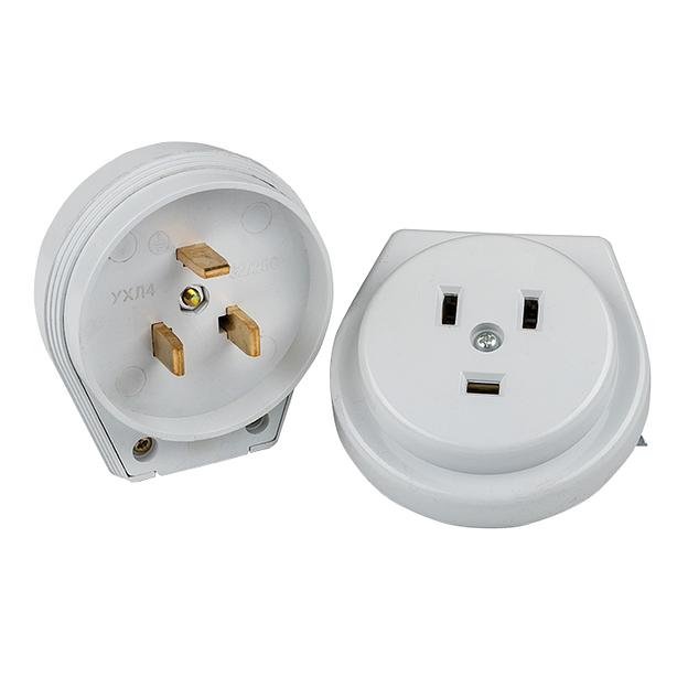 EKF AS-250-H-02 Разъем РШ-ВШ 32А 250В 2P+PE (СУ) пластиковый бел. EKF PROxima фото 1