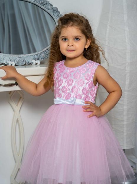 Платье для девочки Энди нарядное, розовое, 22-214_3, опт фото 1