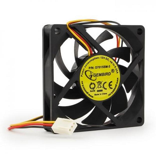 Вентилятор Gembird D7015SM-3 70x70x15, втулка, 3 pin, провод 25 см {100} фото 1