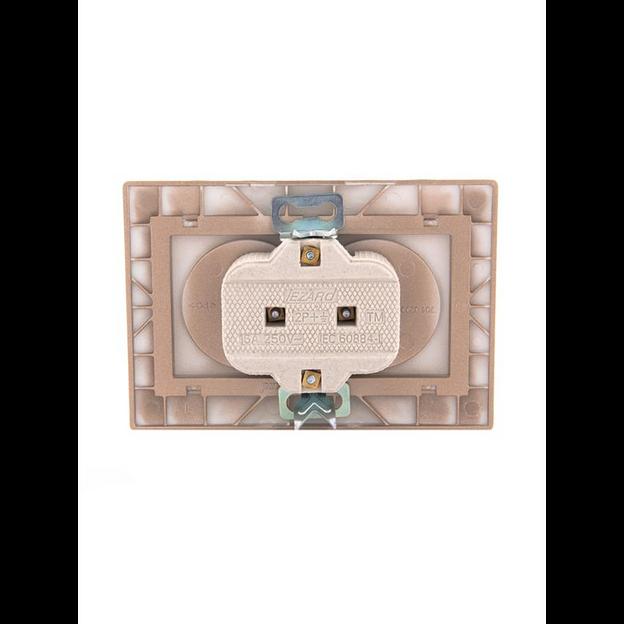 Розетка 2-м СП Mira 16А IP20 без заземл. со вставкой керамика свет. корич. перламутр. LEZARD 701-313 фото 4