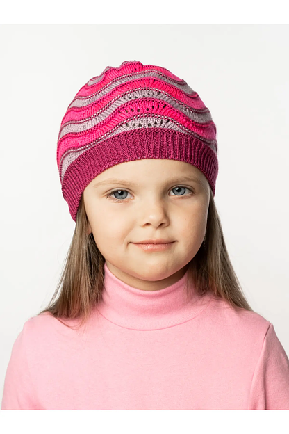  Шапка вязаная детская «Волнушка», розовый, Опт фото 1