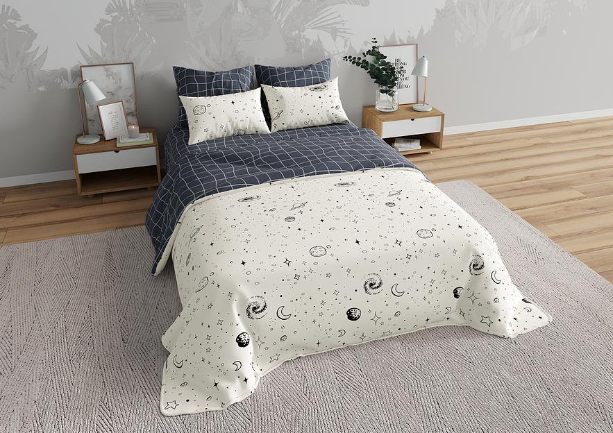 Ткань хлопковая перкаль набивной «Галактика» с обработкой анти-пиллинг 2.2×33 м фото 1