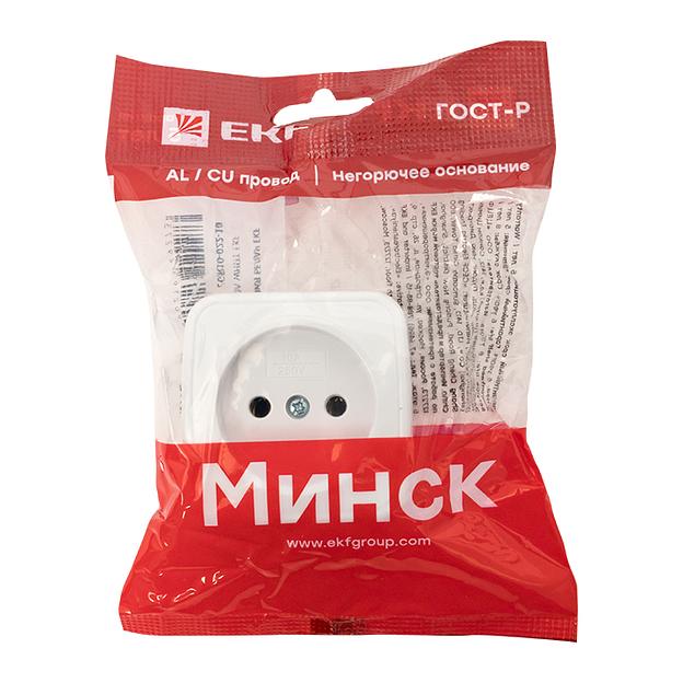 EKF EGR10-022-10 Минск Розетка 1-местная ОП 10А без заземления белая EKF Basic фото 2
